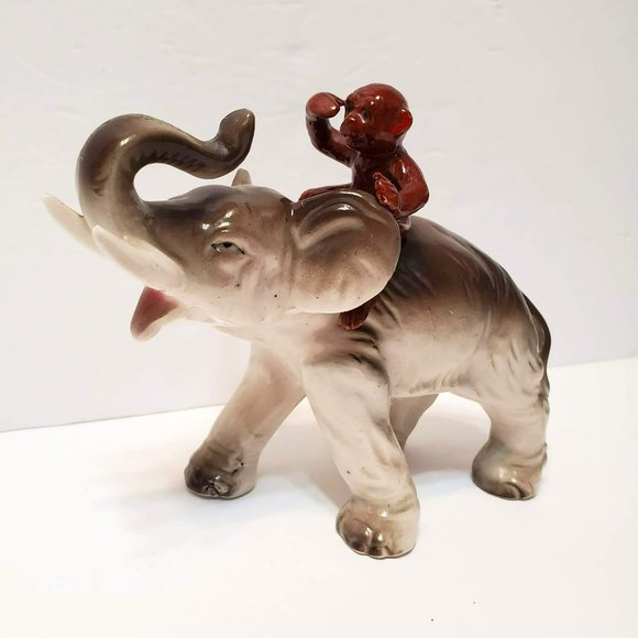 Vintage 1950s Fairyland China Figurine, Porcelain, Monkey Riding an Elephant - Picture 1 of 8